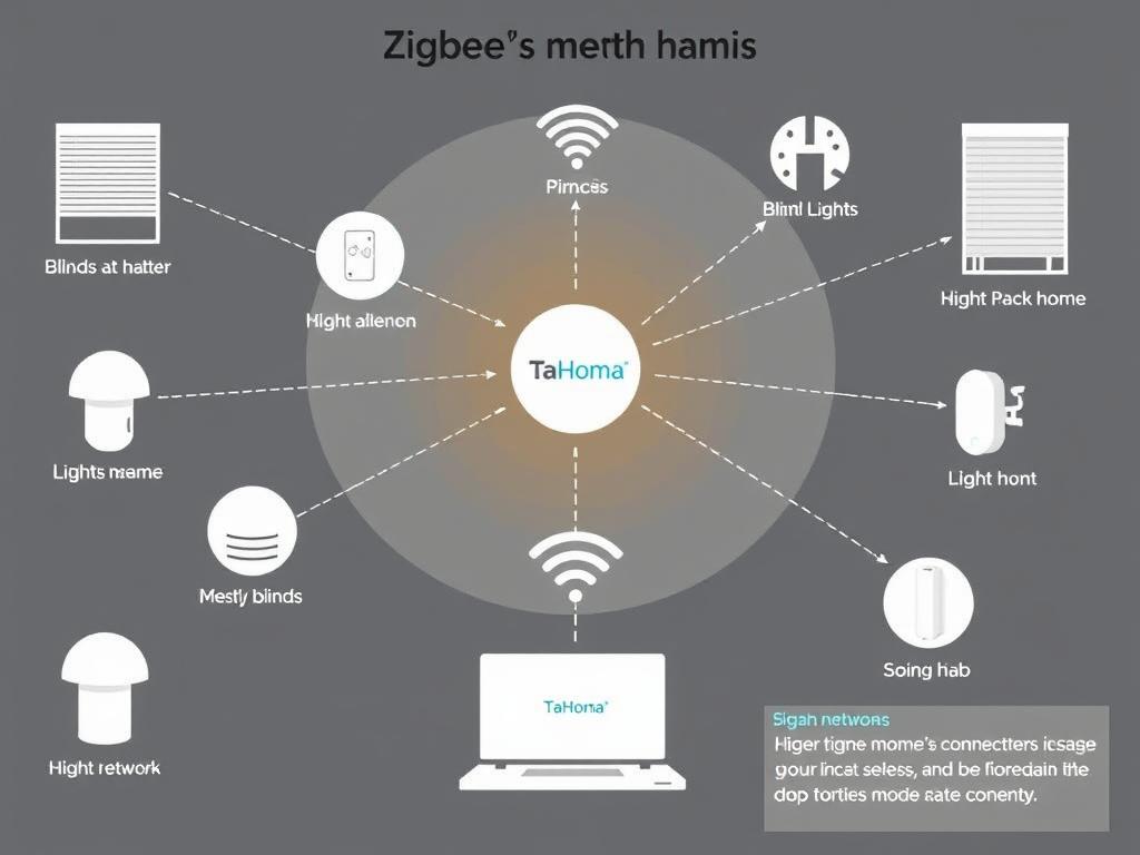 Schemat działania technologii Zigbee w systemie Somfy automatyka Smart Home Schemat działania technologii Zigbee w systemie Somfy automatyka Smart Home